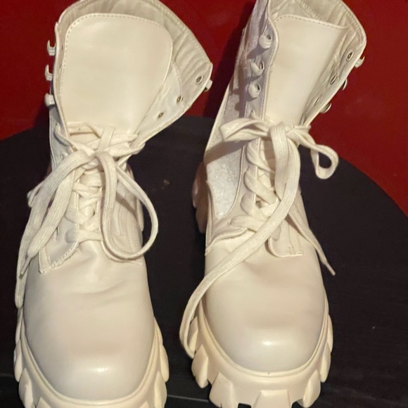 EGO Off White Combat Boots - Picture 6 of 9